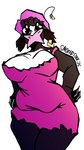 9:16 anthro big_breasts bovid bovine breasts cattle clothed clothing disney female headgear headwear hi_res home_on_the_range mammal mrs._caloway pose simple_background smokedsoul35 solo standing thick_thighs wide_hips