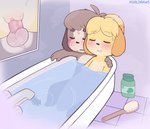 absurd_res animal_crossing anthro balls bathing bathing_together bathroom bathtub blush bodily_fluids brother_(lore) brother_and_sister_(lore) brother_penetrating_sister canid canine canis digby_(animal_crossing) domestic_dog duo female genitals hand_on_shoulder hi_res incest_(lore) isabelle_(animal_crossing) male male/female mammal nintendo on_lap partially_submerged penetration penis porldraws pussy sex shih_tzu sibling_(lore) sister_(lore) sitting_on_lap sweat toy_dog twincest_(lore) twins_(lore) underwater underwater_sex vaginal vaginal_penetration water