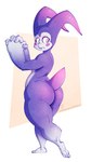 2018 alien anthro big_butt blush bottom_heavy butt cheek_spots femboy head_tails hi_res huge_butt jessie_(lapinbeau) looking_back male multicolored_body multicolored_skin naughtyjester no_fur nude open_mouth pear-shaped_figure pose purple_body purple_skin puwa short_tail simple_background small_tail solo tail tendrils thick_thighs two_tone_body two_tone_skin white_body white_butt white_skin wide_eyed wide_hips yellow_eyes