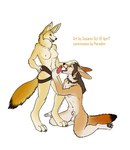 2016 4_toes 5_fingers anthro artist_name balls becca_(fennec) biped blush body_blush breasts brown_eyes canid canine cock_and_ball_torture dated dominant dominant_female duo ears_back english_text eye_contact fangs feet female fennec_fox fingers fox full-length_portrait fur genital_mutilation genital_torture genitals hand_on_another's_head hand_on_hip kissing kneeling looking_at_another male male/female mammal medium_breasts multicolored_body multicolored_fur mutilation navel nipples nude_female nude_male paradim pawpads penectomized penis pivoted_ears portrait pussy pussy_blush severed_body_part severed_genitals severed_penis simple_background strapon submissive submissive_male sueanoi tail teeth text toes tongue tongue_out true_fox white_background yellow_body yellow_fur