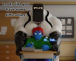 2023 3d_(artwork) 5:4 albalbalb alby_(albalbalb) alphabet_(mike_salcedo) animate_inanimate anthro belt big_pecs black_body black_skin black_text blue_body blue_scales bottomwear chair classroom claws clothing denim denim_bottomwear denim_clothing desk digital_media_(artwork) dragon duo english_text f_(mike_salcedo) furniture green_clothing green_jacket green_topwear hair hand_on_desk head_between_pecs hi_res holding_object holding_pencil horn humanoid inside jacket jeans looking_down_at_partner looking_up_at_partner male male/male muscular muscular_anthro muscular_male mythological_creature mythological_scalie mythology pants paper pecs pencil_(object) red_eyes red_hair scales scalie school shirt table teeth_showing text topwear wall_(structure) white_clothing white_jacket white_shirt white_topwear wings