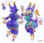 2024 3_toes 4_arms anthro bell bell_collar big_breasts breasts clothing collar dream_eater feet felid feline female feral gloves gold_markings handwear hi_res kingdom_hearts mammal markings mostly_nude_anthro mostly_nude_female multi_arm multi_limb multicolored_body nipples purple_body reference_image short_stack simple_background solo square_enix tan_body teal_body teal_collar teal_nipples thick_thighs toes whiskers white_clothing white_gloves white_handwear wide_hips zinnick