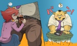 Rating: e
ID: 181927
Date: 2011-12-08 16:01:09 -0500
Status: active
Score: 11
anthro blush bodily_fluids cum cum_on_face duo_focus erection felid female genital_fluids genitals group male male/female mammal necktie oral overweight pantherine penis penis_poking_out penis_through_fly sex slightly_chubby tiger unprofessional_behavior wantaro post #181927