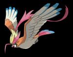 alpha_channel ambiguous_gender avian bird blonde_hair feral generation_6_pokemon hair hi_res ken_sugimori mega_evolution mega_pidgeot multicolored_hair nintendo official_art open_mouth pink_hair pokemon pokemon_(species) red_eyes solo