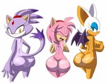 absurd_res amy_rose anthro axel-rosered bat big_breasts big_butt blaze_the_cat breasts bubble_butt butt domestic_cat eulipotyphlan felid feline felis female flat_chested green_eyes group hedgehog hi_res huge_butt mammal nude rouge_the_bat sega side_boob sketch sonic_the_hedgehog_(series) suntan tail tan_line trio wings yellow_eyes