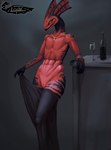 alcohol anthro athletic athletic_anthro athletic_female beverage black_markings bottle clothed clothing container cup divinity:_original_sin_2 divinity_(series) drinking_glass eisekil featureless_chest female fin flat_chested genitals glass glass_container glass_cup head_fin hi_res jewelry lizard lizard_(divinity) lizardman looking_at_viewer markings muscular muscular_female navel navel_pendant navel_piercing necklace piercing pupils pussy red_body red_sclera red_skin reptile scalie slim slit_pupils solo topless undressing v-cut wine wine_glass zorl-stissa