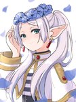 2023 3:4 5_fingers clothed clothing elf eyebrow_through_hair eyebrows female fingers flower flower_crown frieren frieren_beyond_journey's_end hair hi_res humanoid humanoid_pointy_ears not_furry plant saki_pokeoekaki smile solo translucent translucent_hair