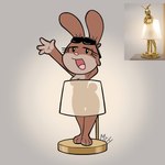 anthro breasts brown_body el_senor_erizo eyelashes eyewear female hi_res lagomorph lamp leporid looking_at_viewer mammal multicolored_body nude open_mouth rabbit simple_background smile solo sunglasses tuzi_(el_senor_erizo) two_tone_body