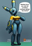 anthro breasts clothing colored eeveelution female generation_2_pokemon hi_res looking_at_viewer navel nintendo panties pinup pokemon pokemon_(species) pose pubes red_eyes shirt smile solo speech_bubble spoogiehowl text tight_clothing topwear umbreon underwear