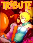 anthro big_breasts blonde_hair breasts brown_eyes brown_hair clothed clothing cover cover_art cover_page cream_(miu) doxy dress duo english_text eye_contact female female/female fur hair lagomorph long_hair looking_at_another mammal orange_body orange_fur peaches_(miu) rodent romantic romantic_ambiance romantic_couple sciurid short_hair tail tan_body tan_fur text tree_squirrel