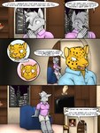 3:4 canid canine canis clothed clothing comic darth_vader_sanchez_(housepets!) dialogue english_text felid hi_res housepets! jata_(housepets!) leopard male mammal pantherine profanity text trashbadger wolf