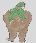 anthro beard big_butt brown_body butt facial_hair generation_3_pokemon hand_on_butt hi_res hunnipanda looking_back male nintendo pokemon pokemon_(species) slightly_chubby smile solo tropius wings