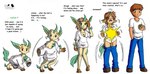 anthro bottomless breast_growth breast_shrinking breasts canid cleavage clothed clothing colored ear_growth eeveelution english_text evolutionary_stone eyes_closed female feral fur fur_growth gender_transformation generation_4_pokemon growth hair hair_growth hair_loss hi_res human leaf leaf_stone leaf_tail leafeon loss_of_speech male mammal mtf_transformation nintendo open_mouth oversized_clothing paw_growth pokemon pokemon_(species) pokemon_speak right_to_left shrinking simple_background size_transformation snout snout_growth solo tail text tfed-artist third-party_edit transformation transformation_sequence white_background