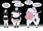 2016 4_breasts after_transformation alternate_species anthro atlus black_clothing blue_hair bodily_fluids bovid bovine breast_growth breasts breasts_and_teats cattle clothing dialogue english_text eyes_closed female fountain_malchemy fuuka_yamagishi genitals growth hair hoof_growth hooves horn horn_growth human human_to_anthro lactating mammal megami_tensei megami_tensei_persona multi_breast multi_breast_growth navel nude open_mouth overweight overweight_anthro persona_(series) persona_3 pussy sega sequence simple_background snout snout_growth solo species_transformation standing surprise tail tail_growth tears teats text torn_clothing transformation transformation_sequence udder_growth udders weight_gain wide_hips wide_nose wide_snout