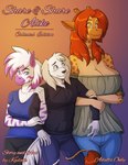 2019 5_fingers age_restriction anthro anthro_on_anthro black_nose blue_eyes blush bottomwear breasts canid canine canis cleavage clothed clothing comic conditional_dnp cover cover_art cover_page denim denim_bottomwear denim_clothing diamond_(kadath) domestic_dog ear_piercing ear_ring english_text equid equine female ffm fingers fur giraffe giraffid group hair hi_res highlights_(coloring) holding_arm horn hunting_dog jeans kadath larger_female looking_at_another male male/female mammal markings ossicone pants piercing purple_highlights purple_stripes puzzle_(kadath) red_hair ring_piercing saluki sebastian_(kadath) sighthound size_difference smaller_female smaller_male smile spots spotted_body spotted_fur standing striped_body striped_fur stripes text trio white_body white_fur white_hair yellow_body yellow_fur zebra