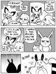 2019 3:4 6_panel_comic ambiguous_gender black_and_white black_nose black_tail black_text blue_eyes bodily_fluids cheek_spots comic dialogue digital_media_(artwork) eevee ellipsis english_text exclamation_point eyebrows eyes_closed flavia-elric fluffy fluffy_tail fur generation_1_pokemon generation_2_pokemon grass group inner_monologue looking_at_another lux_(yapc) monochrome mouth_closed neck_tuft neil_(yapc) nintendo open_mouth open_smile pichu plant pokemon pokemon_(species) pokemon_mystery_dungeon pupils question_mark sentret smile sparkles speech_bubble spike_chunsoft standing sweat sweatdrop tail talking_to_another terry_(yapc) text thinking trio tuft