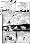 alternate_species anthro big_breasts black_and_white bodily_fluids bowling_ball breasts bulge canid canine canis cleft_chin comic crowbar dialogue domestic_cat domestic_dog dumbwhore english_text felid feline felis female french_kissing furrification group hi_res huge_breasts humor james_sunderland_(silent_hill) kissing lagomorph leporid licking_tongue male mammal maria_(silent_hill) monochrome rabbit redic-nomad sweat text tools trio vomit vomit_on_face