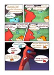 bodily_fluids charmeleon comic crying darrow0 english_text forest generation_1_pokemon generation_2_pokemon hi_res nintendo plant pokemon pokemon_(species) pol_(darrow) quilava speech_bubble tears text totodile tree yuel