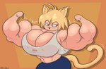 :3 abs animal_humanoid big_breasts big_muscles blonde_hair breasts cat_humanoid cleavage clothed clothing felid felid_humanoid feline feline_humanoid female fist flexing flexing_bicep flexing_both_biceps hair hi_res huge_breasts huge_muscles humanoid hyper hyper_muscles lerntern long_tail looking_aside mammal mammal_humanoid muscular muscular_arms muscular_female narrowed_eyes neco-arc nipple_outline red_eyes shirt solo tail tank_top topwear tsukihime type-moon yellow_ears yellow_inner_ear yellow_tail