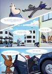 2019 absurd_res anthro blue_sky building canid canine canis car clothed clothing comic dialogue digital_media_(artwork) domestic_dog female fox hi_res inside_car inside_vehicle lagomorph leporid lying male mammal nude on_front outside rabbit ratcha rick_(ratcha) rina_(ratcha) sam_and_max shaded sky text unconscious url vehicle