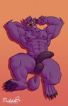 absurd_res anthro armpit_hair balls bernard_(ok_k.o.!_lbh) body_hair canid canine cartoon_network darkened_genitalia darkened_penis darker_balls fur genitals hi_res josevulpes male male/male mammal muscular muscular_anthro muscular_male mythological_canine mythological_creature mythology nipples nude ok_k.o.!_let's_be_heroes penis purple_body purple_fur solo were werecanid werecanine werewolf