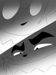 anthro ben_(jordo) comic domestic_cat duo eyebrows felid feline felis george_(jordo) grin hi_res human jordo_(artist) male male/male mammal monochrome narrowed_eyes ominous sharp_teeth smile teeth