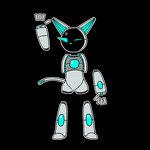 1:1 alpha_channel anthro blue_body blue_ears blue_tail bump_attack chaotic_(chaotic_63) felid feline grey_body grey_ears machine mammal multicolored_body robot solo tail visor white_body white_tail