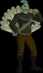 absurd_res alpha_channel anthro avian biker bird boots bottomwear clothing footwear galliform hi_res male pants peafowl phasianid shoes simple_background solo sparksstars topwear transparent_background vest warrior zu_xon