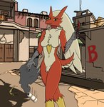 Rating: s
ID: 5542315
Date: 2025-05-01 17:30:29 -0400
Status: active
Score: 6
2022 anthro biped blaziken blue_eyes breasts building butterfly_knife counter-strike crotch_tuft day detailed_background featureless_breasts featureless_crotch female fur generation_3_pokemon hair hi_res holding_knife holding_object holding_weapon jekuben knife light long_hair looking_at_viewer multicolored_body multicolored_fur navel nintendo outside pokemon pokemon_(species) red_body smoke solo sunlight tail tail_tuft tan_body tan_fur tuft weapon yellow_body yellow_sclera post #5542315