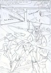 action_scene aircraft airship black_and_white cloud comic damaged_vehicle english_text kitfox-crimson machine mecha melee_weapon monochrome motion_lines onomatopoeia sketch sky skyscape sound_effects speech_bubble stolen_generation swastika sword sword_swing text vehicle weapon zero_pictured