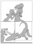 3rd_edition anal anal_penetration anthro anus ass_up bodily_fluids carrying_another carrying_partner carrying_position comic cum cum_in_mouth cum_inside dungeons_and_dragons fellatio genital_fluids genitals group group_sex hasbro hi_res kobold male male/male monochrome open_mouth oral orgy penetration penile penis presenting raised_tail scalie sex story_at_source tail tapering_penis tongue tongue_out whitefenrril wizards_of_the_coast