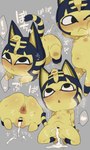 Rating: e
ID: 2740218
Date: 2021-05-15 13:34:10 -0400
Status: active
Score: 106
3:5 :< ambiguous_gender animal_crossing ankha_(animal_crossing) anthro anus arm_support backward_arm_support belly bent_legs blue_hair blush bodily_fluids breasts butt censor_bar censored closed_frown collagen cum cum_in_vagina cum_inside digital_media_(artwork) domestic_cat egyptian felid feline felis female female_penetrated frown fur genital_fluids genitals glistening glistening_body grey_background hair heart_symbol hi_res ineffective_censorship japanese_text kneeling mammal mouth_closed navel nintendo nipples nude open_mouth penetration sex simple_background solo spread_knees text translation_request uraeus vaginal vaginal_fluids vaginal_penetration vulva yellow_body post #2740218