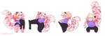 2018 anthro black_clothing black_leggings black_legwear blonde_hair blue_bottomwear blue_clothing blue_underwear bottomwear clothed clothing felid female front_view fur hair leggings legwear mammal markings multicolored_hair overweight overweight_anthro overweight_female pink_body pink_fur purple_clothing purple_shirt purple_t-shirt purple_topwear red_hair shirt side_view simple_background simple_eyes solo spots spotted_legs spotted_markings spotted_tail standing t-shirt tail tail_markings tiggybloom topwear two_tone_hair underwear white_background white_body white_fur wide_hips