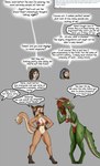 2017 after_transformation amber_eyes anthro argonian ask_blog big_breasts bikini black_claws blue_eyes braided_hair breasts brown_eyes brown_hair brown_markings claws clothed clothing comic countershading dipstick_ears ear_markings english_text felid feline female finger_claws footprint fur gloves_(marking) green_body green_scales hair hi_res horn human inner_ear_fluff khajiit leg_markings lifts-her-tail male mammal markings microsoft multicolored_ears navel pawprint pawprint_(marking) pink_nose pupils pussywillow_moonsugar red_claws red_hair reptile scales scalie skimpy slit_pupils socks_(marking) speech_bubble string_bikini swimwear tan_body tan_fur text the_elder_scrolls the_lusty_argonian_maid toe_claws tuft two-piece_swimsuit valsalia yellow_eyes