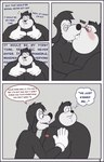 2022 anthro belly blush canid canine comic dialogue disney duo english_text eyes_closed felid french_kissing gendomx goof_troop hand_on_chest hi_res humanoid_hands in_denial kiss_on_lips kissing male male/male mammal max_goof moobs nipples orientation_play overweight overweight_male pj_(goof_troop) stated_heterosexuality stated_sexuality text