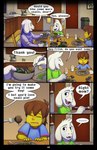 absolutedream absurd_res asriel_dreemurr boss_monster_(undertale) bovid caprine comic delta_rune_(emblem) dialogue digital_media_(artwork) dinner english_text fangs frisk_(undertale) fur gastropod group hi_res horn human kitchen long_ears mammal mollusk snail symbol teeth text toriel undertale undertale_(series) white_body white_fur