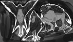 abstract_background anthro avian avian_feet beak big_breasts bird black_body black_feathers black_sclera breasts claws corvid cowhour crouching digitigrade european_mythology feathered_wings feathers feet female greek_mythology grey_body grey_eyes hanging_breasts harpy huge_breasts monochrome mythological_avian mythological_creature mythology neck_tuft nipples non-mammal_breasts nude oscine passerine redhour ronja_the_robber's_daughter_(series) sagging_breasts simple_background solo standing storvittran tail tail_feathers talons thick_thighs toes tuft vildvittra wide_hips wing_fingers winged_arms wings