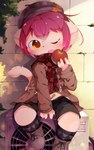 Rating: s
ID: 3729974
Date: 2022-12-03 23:56:18 -0500
Status: active
Score: 17
2017 4_fingers absurd_res air_conditioning_unit amber_eyes anthro aoino apple black_bottomwear black_clothing black_footwear black_shorts black_socks blush blush_lines bokeh bottomwear brown_clothing brown_footwear brown_shoes brown_trenchcoat clothing coat detailed_background digital_drawing_(artwork) digital_media_(artwork) domestic_cat felid feline felis fingers food footwear front_view fruit fur glistening glistening_eyes glistening_legs grass hair hand_between_legs hat headgear headwear hi_res holding_food holding_object kemono looking_aside male mammal maple_leaf one_eye_closed pink_hair pink_mouth plant pose raised_tail red_body red_ears red_fur red_legs red_scarf red_tail scarf shaded shoes shorts simple_shading sitting sitting_on_object socks solo stella_(aoino) tail teeth topwear trenchcoat young young_anthro post #3729974