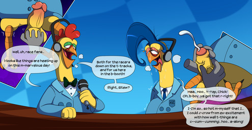 Rating: e
ID: 5678942
Date: 2025-06-30 23:20:41 -0400
Status: active
Score: 5
2_toes activision anthro avian avian_caruncle balls beak bird blue_clothing blue_hair blue_suit bodily_fluids bow_tie breath breathing button_(fastener) checkered checkered_background chick_gizzard_lips chicken clothed clothing collared_shirt comb_(anatomy) crash_bandicoot_(series) crash_team_racing_(series) crash_team_racing_nitro-fueled cum cumshot desk detailed_background dialogue disembodied_hand dress_shirt duo ejaculation electronics english_text erection feet freudian_slip fur furniture galliform gallus_(genus) genital_fluids genitals green_eyelids hair half-closed_eyes handjob head_crest headgear headphones headset hi_res holding_microphone holding_object humanoid_genitalia humanoid_penis looking_at_another looking_at_partner looking_pleasured male male/male masturbation microphone narrowed_eyes necktie open_mouth orgasm orgasm_face pantsless pantsless_anthro pantsless_male partially_clothed pattern_background penile penis phasianid pink_eyelids red_comb_(anatomy) sex shaking shirt simple_background speech_bubble spread_legs spreading stew_(crash_bandicoot) stuttering suit suit_jacket sweat sweatdrop sweating_profusely table text toes tongue tongue_out topwear tremble_lines trembling under_table uvula vein veiny_penis vorechestra yellow_body yellow_fur post #5678942