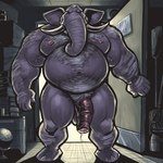 1:1 2019 animal_genitalia animal_penis anthro arm_hair balls beard belly big_penis biped bodily_fluids body_hair chest_hair digital_drawing_(artwork) digital_media_(artwork) dramamine elephant elephantid equine_genitalia equine_penis facial_hair flaccid flared_penis genital_fluids genitals hairy hi_res howard_castle imminent_sex male mammal mature_anthro mature_male medial_ring musclegut muscular muscular_anthro muscular_male nipples nude overweight overweight_anthro overweight_male penis precum proboscidean pubes shoulder_hair slightly_chubby solo standing stomach_hair talking_to_viewer textless trunk tusks vein veiny_penis