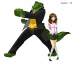 anthro crocodile crocodilian crocodylid dlion0000 duo female human human_on_anthro interspecies kemokare male male/female mammal reptile scalie simple_background tail white_background