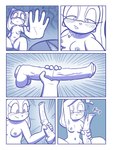 animal_dildo animal_sex_toy anthro blue_and_white breasts comic cream_the_rabbit dildo equine_dildo female genitals hi_res holding_dildo holding_object holding_sex_toy lagomorph leporid loshon lube lube_bottle lube_drip lube_on_dildo mammal monochrome nude pussy rabbit sega sex_toy solo sonic_the_hedgehog_(series) veiny_dildo