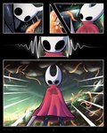 2023 2_horns 4:5 arthropod black_body black_eyes black_legs cloak clothed clothing comic detailed_background digital_drawing_(artwork) digital_media_(artwork) duo featureless_chest female hi_res holding_object holding_weapon hollow_knight horn hornet_(hollow_knight) humanoid jellli looking_at_viewer male nonbinary_(lore) plant question_mark red_cloak red_clothing rock severed_tentacle shaded stepsibling_(lore) team_cherry tentacles the_infection_(hollow_knight) the_knight_(hollow_knight) translucent translucent_clothing vessel_(species) weapon