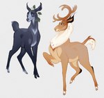 absurd_res deer deer_ears duo elegant female feral hi_res hooves male mammal mane milkyfleur scut_tail short_tail simple_background slim starry_body starry_fur tail thin_legs