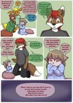 2017 anthro babystar biped canid canine canis clothing comic detailed_background dialogue digital_media_(artwork) eeveelution english_text eyewear female flareon fox fur gemma_polson generation_1_pokemon glasses group hair hi_res hybrid male mammal nintendo pokemon pokemon_(species) rasile_murdock rodent sciurid shirt sitting souffle_murdock standing text topwear tree_squirrel wolf young young_anthro zeezee_murdock