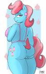 2015 absurd_res anthro anthrofied butt butt_grab clothing cutie_mark ear_piercing earth_pony equid equine female friendship_is_magic hair half-closed_eyes hand_on_butt hasbro hi_res horse looking_at_viewer looking_back mammal mrs._cake_(mlp) multicolored_hair my_little_pony narrowed_eyes piercing pink_hair pony rear_view smile solo strangerdanger two_tone_hair