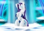 2015 anthro anthrofied big_breasts blue_eyeshadow breasts conditional_dnp cool_colors cutie_mark equid equine eyes_closed eyeshadow female friendship_is_magic glowing hair hasbro hi_res horn huge_breasts long_hair makeup mammal my_little_pony mythological_creature mythological_equine mythology outside purple_hair rarity_(mlp) solo suirano unicorn water waterfall wet wide_hipped_anthro wide_hipped_female wide_hips