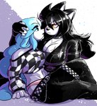Rating: q
ID: 5290222
Date: 2025-01-06 03:30:24 -0500
Status: active
Score: 18
2024 4_fingers abstract_background alternative_fashion anaugi anthro arm_support belt belt_chain big_breasts black_body black_fur black_hair blue_eyes blue_hair bovid breast_scar breasts canid canine canis caprine checkered checkered_clothing clothed clothing crop_top domestic_dog duo eye_contact eyeliner facial_scar female female/female fingers fur hachimitsu hair hand_on_head hi_res jacket leather leather_clothing leather_jacket leather_topwear legband long_hair looking_at_another makeup mammal midriff multicolored_body multicolored_fur navel o-ring_collar o-ring_top off_shoulder open_mouth panties pattern_clothing sagging_pants scar scene_(fashion) sheep shep_(anaugi) shirt simple_background sitting topwear two_tone_body two_tone_fur underwear wallet_chain white_body white_fur wool_(fur) yellow_eyes post #5290222