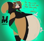 absurd_res anthro belly big_belly canid canine death digestion female hi_res huge_belly hyper hyper_belly looking_at_viewer mammal monarchyvore motion_lines ojou_laugh raccoon_dog same_size_vore smug solo tanuki vore yuuki_(monarchyvore)