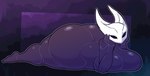 2024 anthro arachnid arthropod big_breasts big_butt breasts butt conditional_dnp female hollow_knight hornet_(hollow_knight) huge_breasts huge_butt insect lying multicolored_body nude on_front overweight purple_body simple_background solo spider team_cherry two_tone_body welwraith white_body wide_hips